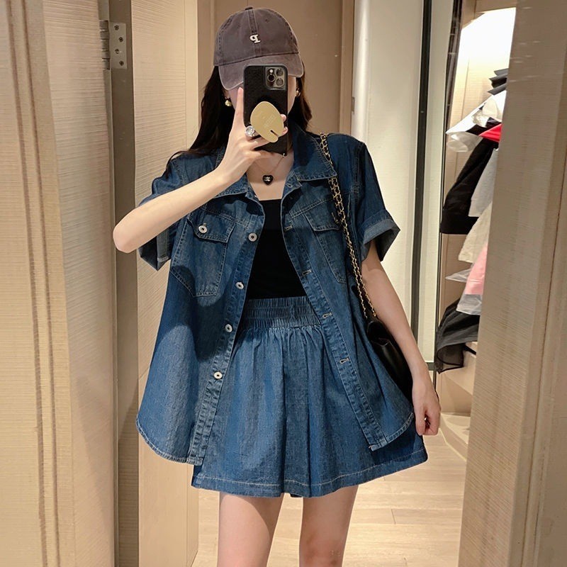 デニムセットアップ リラックスデニムシャツセットアップ