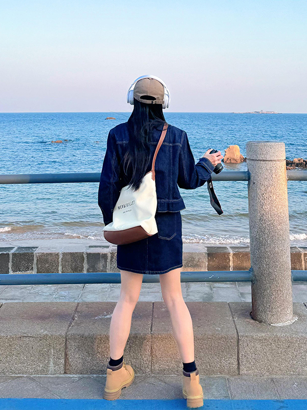 デニムセットアップ 海辺の休日ジャケット×ミニスカート