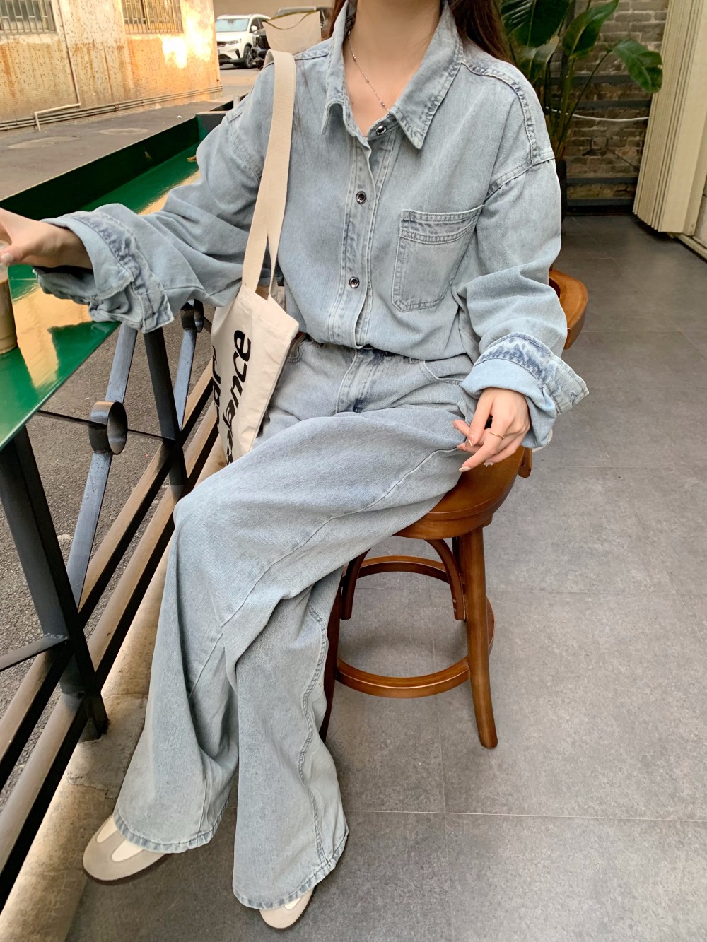 デニムセットアップ こなれ感ゆったりデニムセット