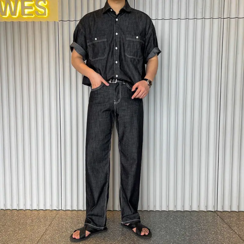 デニムセットアップ ワークテイスト ゆったりデニムセット