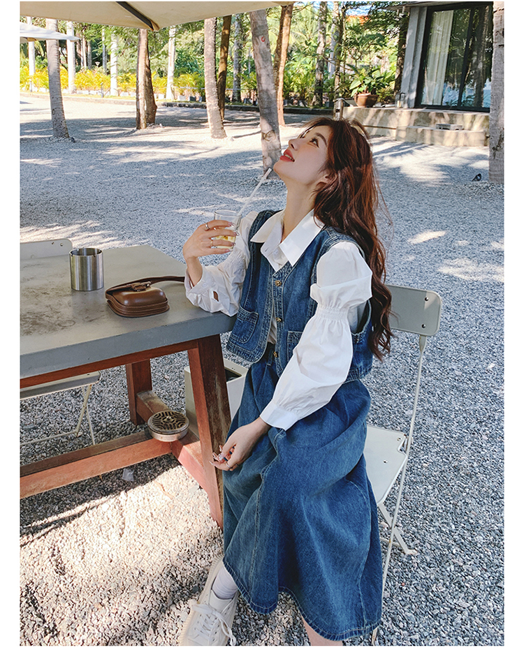 デニムセットアップ レトロベスト＆ロングスカート