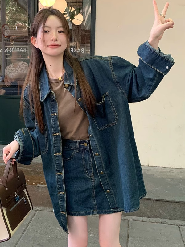デニムセットアップ ゆったりシルエットデニムセットアップ