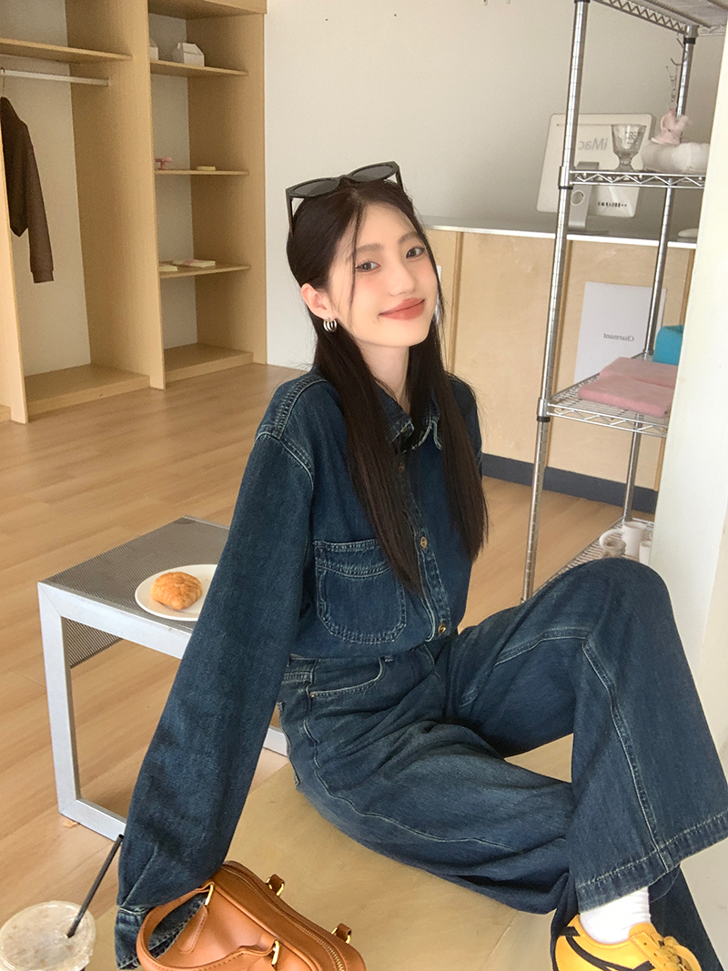デニムセットアップ ゆったりクラシック デニムセットアップ