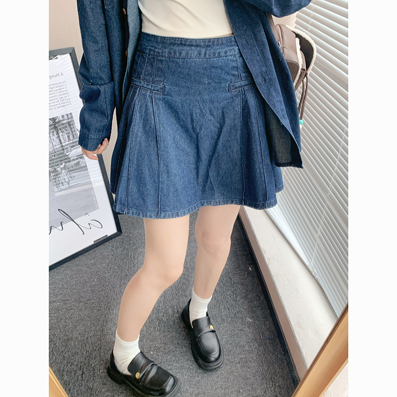 デニムセットアップ ゆったりデニムシャツショートパンツセット