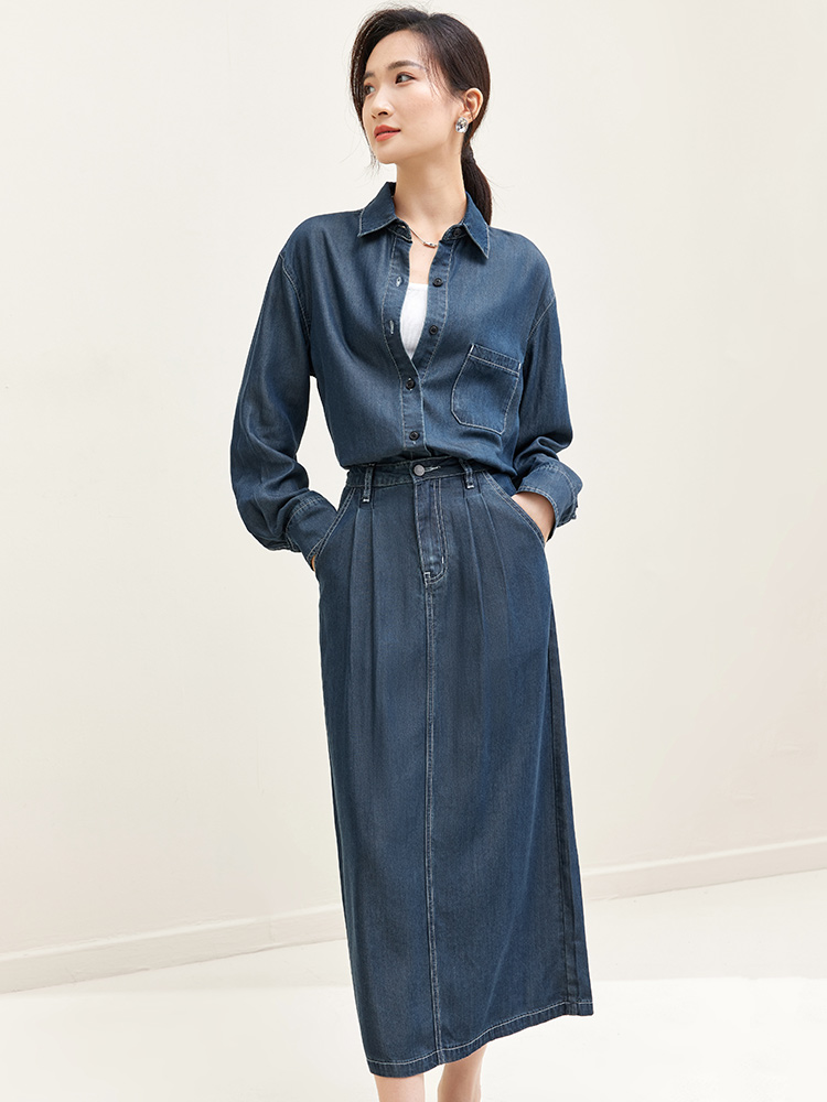 デニムセットアップ こなれ感ゆるシルエットデニムセット