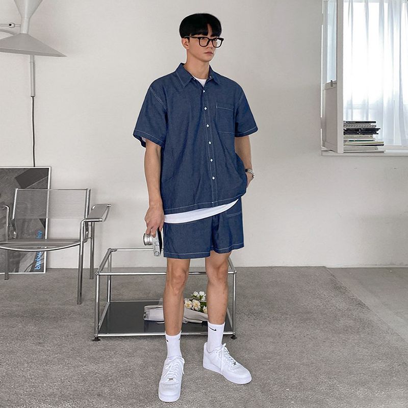 デニムセットアップ 涼風シャツショートパンツセット