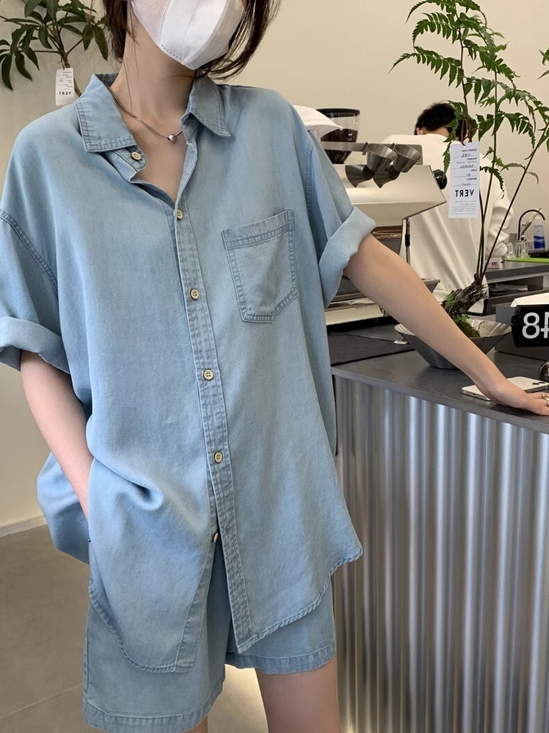 デニムセットアップ こなれ感ゆるシルエット上下セット