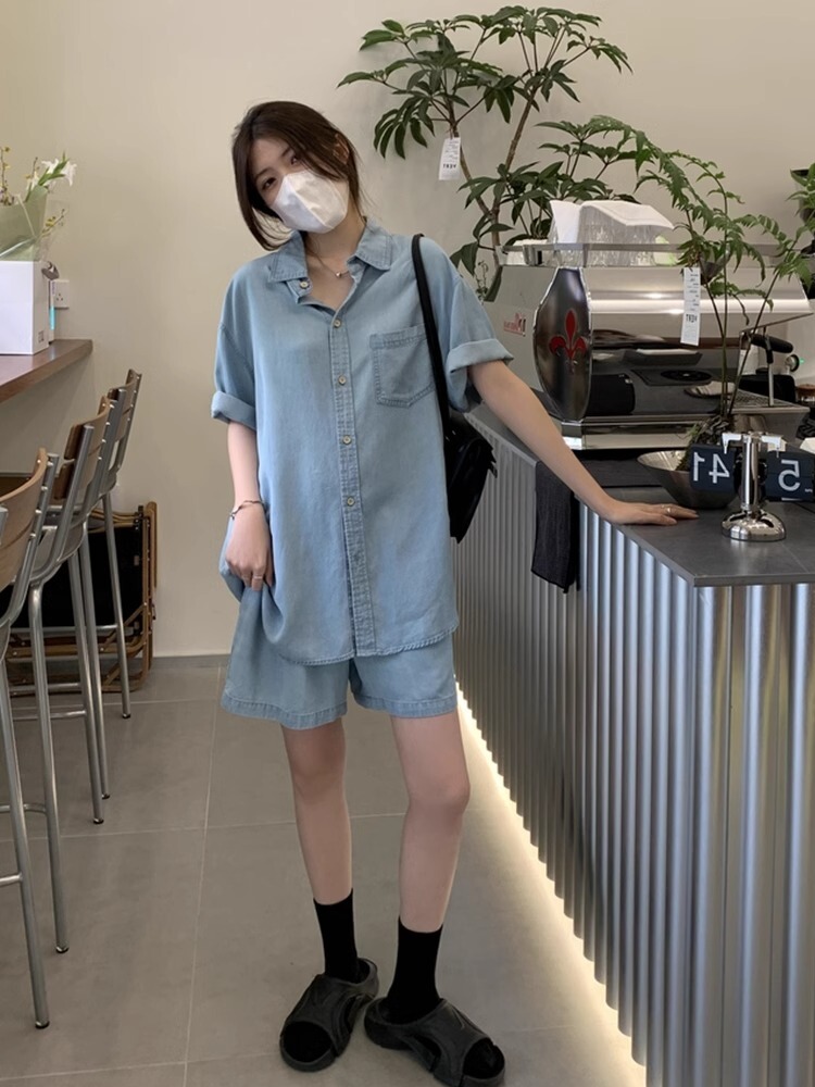 デニムセットアップ こなれ感ゆるシルエット上下セット