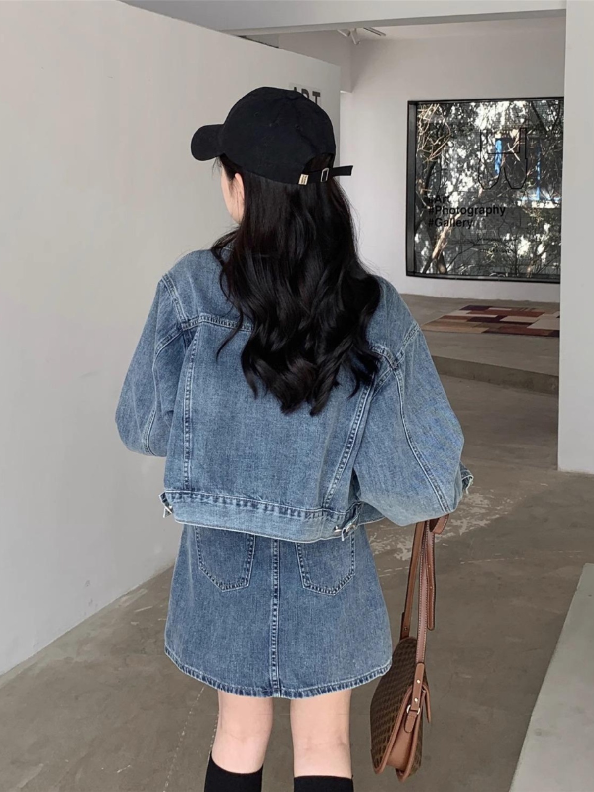 デニムセットアップ レトロ制服風デニムミニセット
