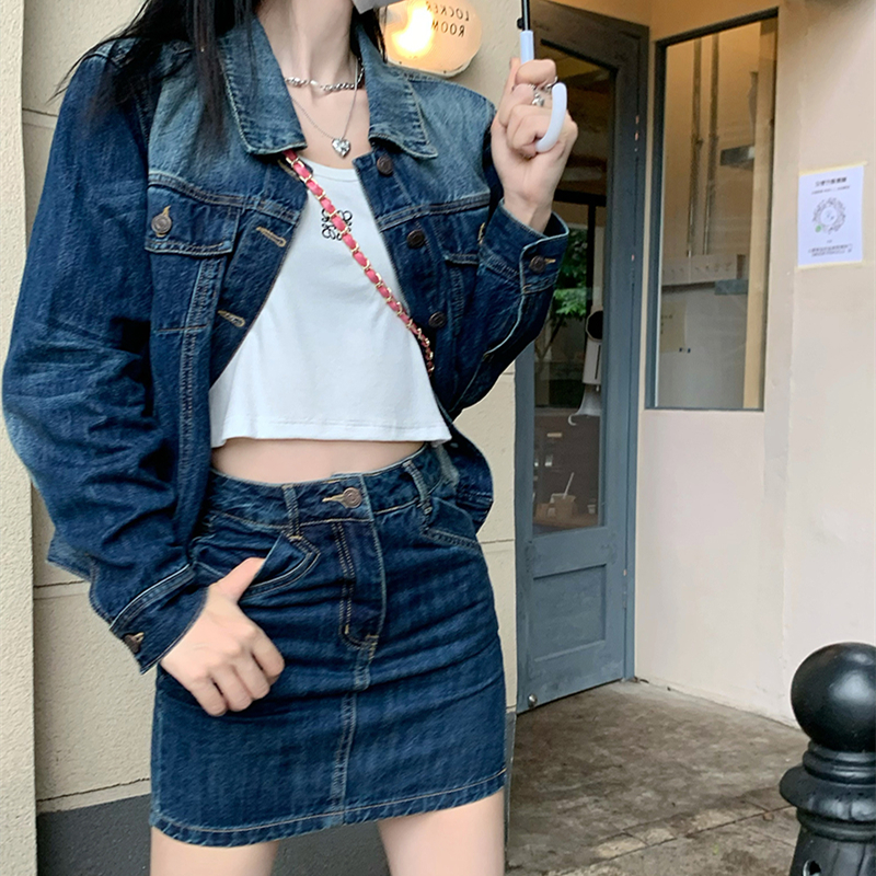 デニムセットアップ クラシカルミニスカートセット