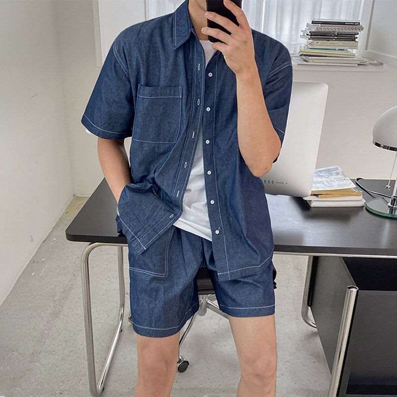 デニムセットアップ 涼風シャツショートパンツセット