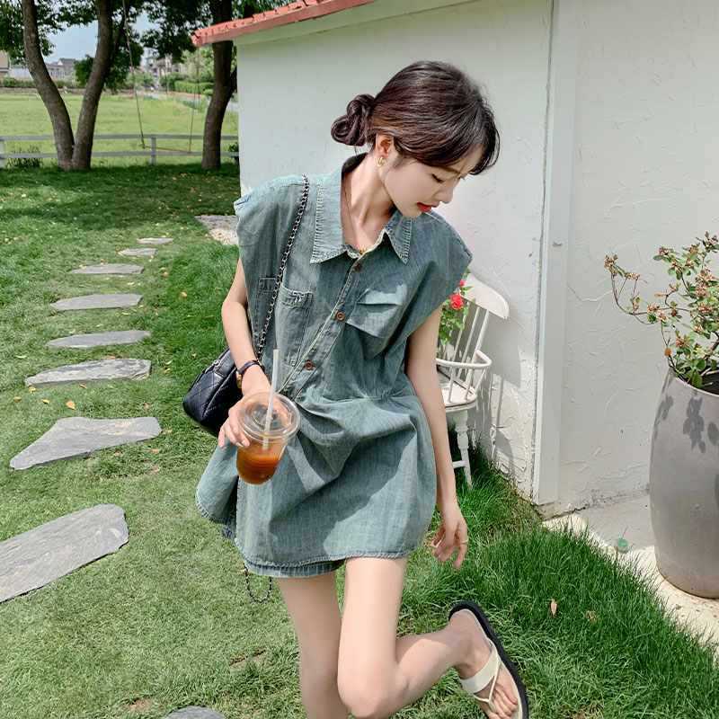 デニムセットアップ ゆったり袖デニムシャツセット
