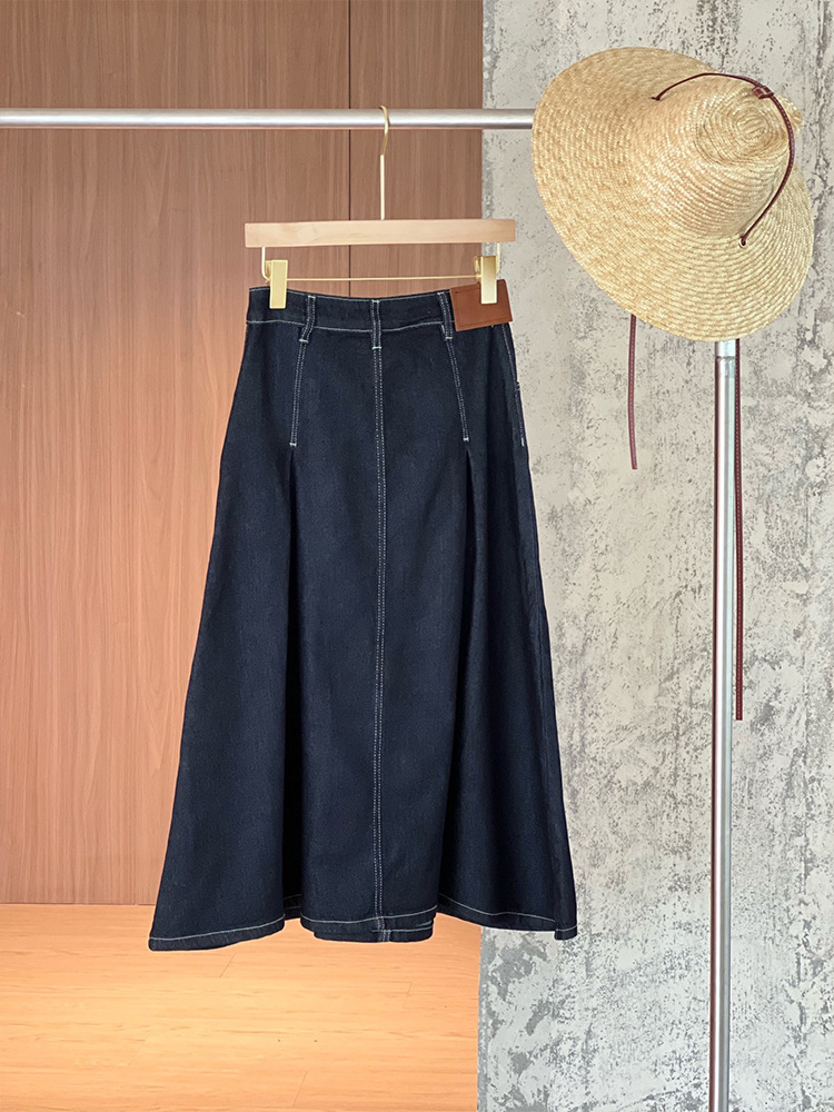 デニムセットアップ ノースリーブベスト×ロングスカート