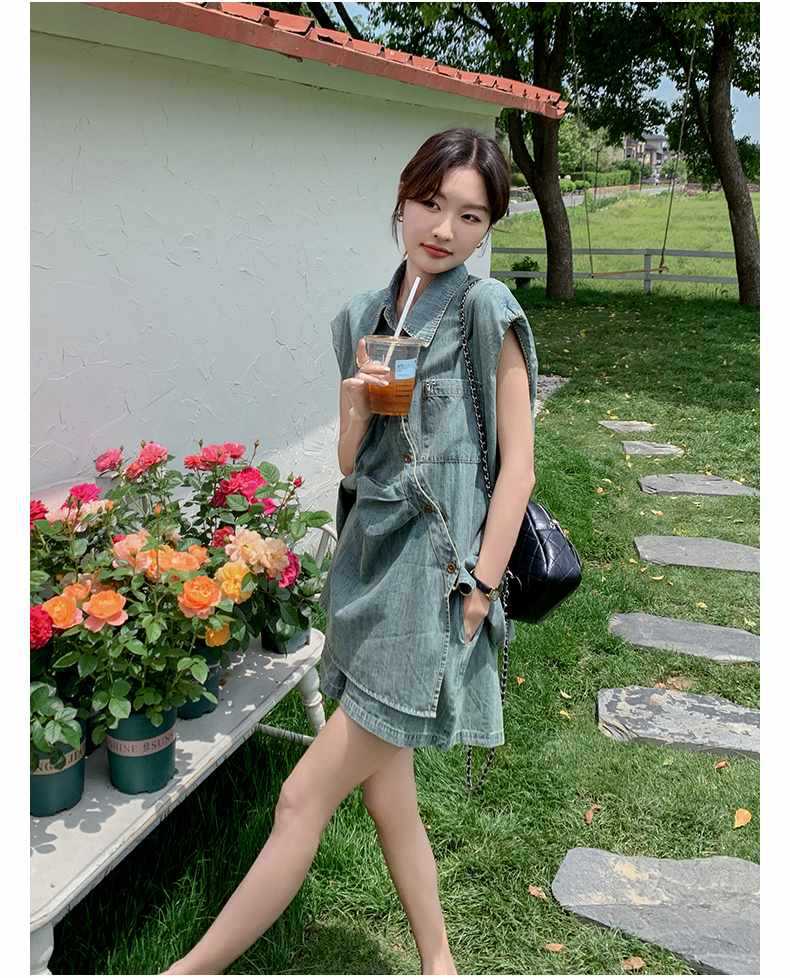 デニムセットアップ ゆったり袖デニムシャツセット
