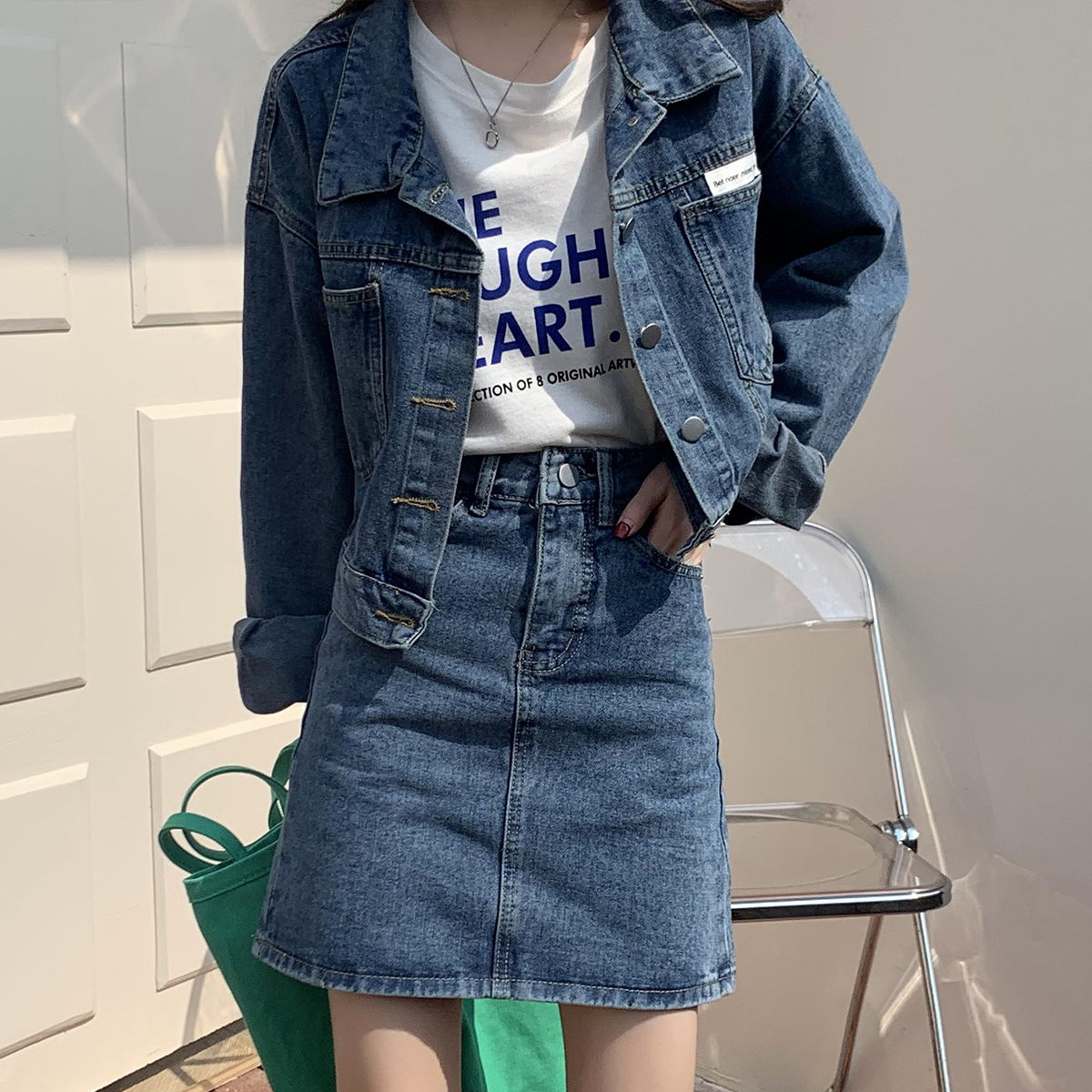 デニムセットアップ こなれ感ジャケット＆ミニスカート