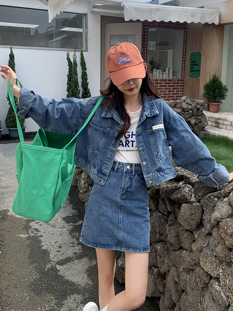 デニムセットアップ こなれ感ジャケット＆ミニスカート