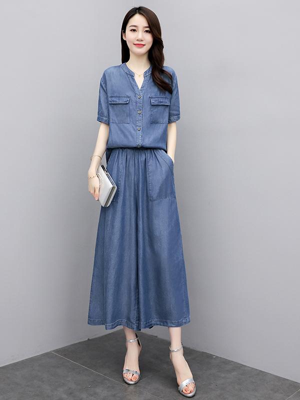 デニムセットアップ デニムセットアップ リラックスデニムマキシセットアップ