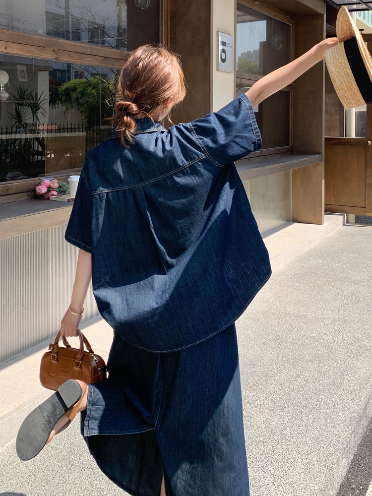 デニムセットアップ こなれ感ゆったりシルエット上下セット