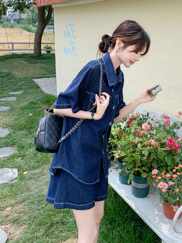 デニムセットアップ ゆったりシルエット デニムシャツセット
