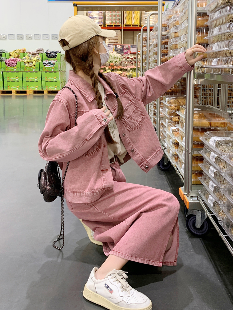 デニムセットアップ ゆったりシルエットデニムセットアップ