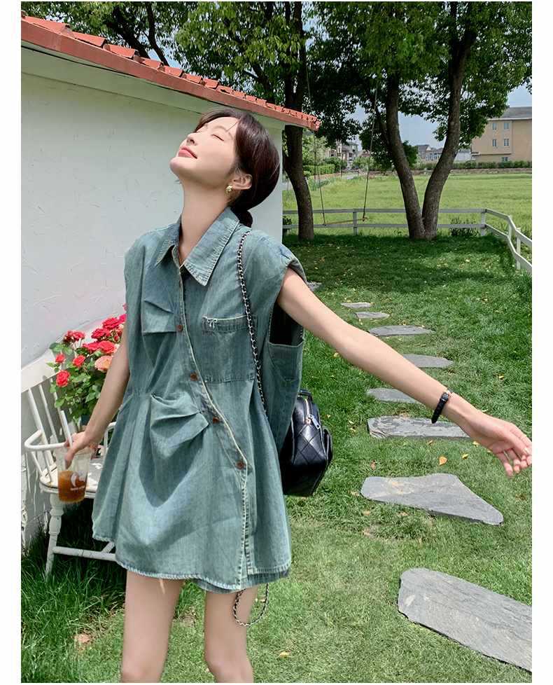 デニムセットアップ ゆったり袖デニムシャツセット