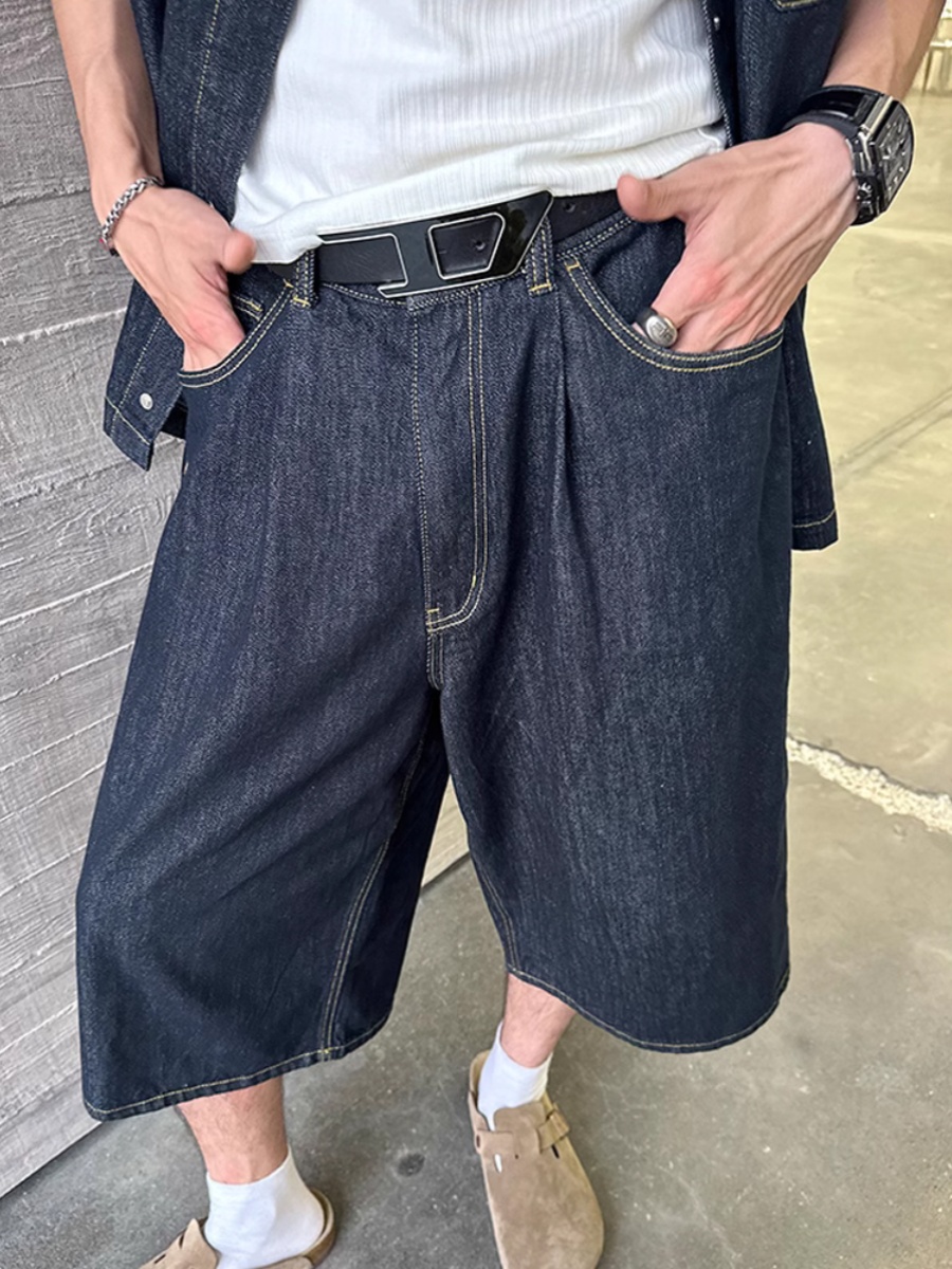 デニムセットアップ 半袖ゆったりデニムセットアップ