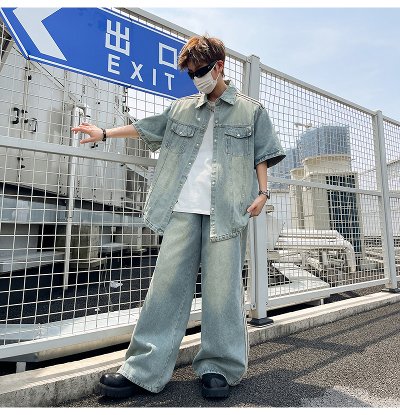 デニムセットアップ ゆったりワイドデニムセットアップ