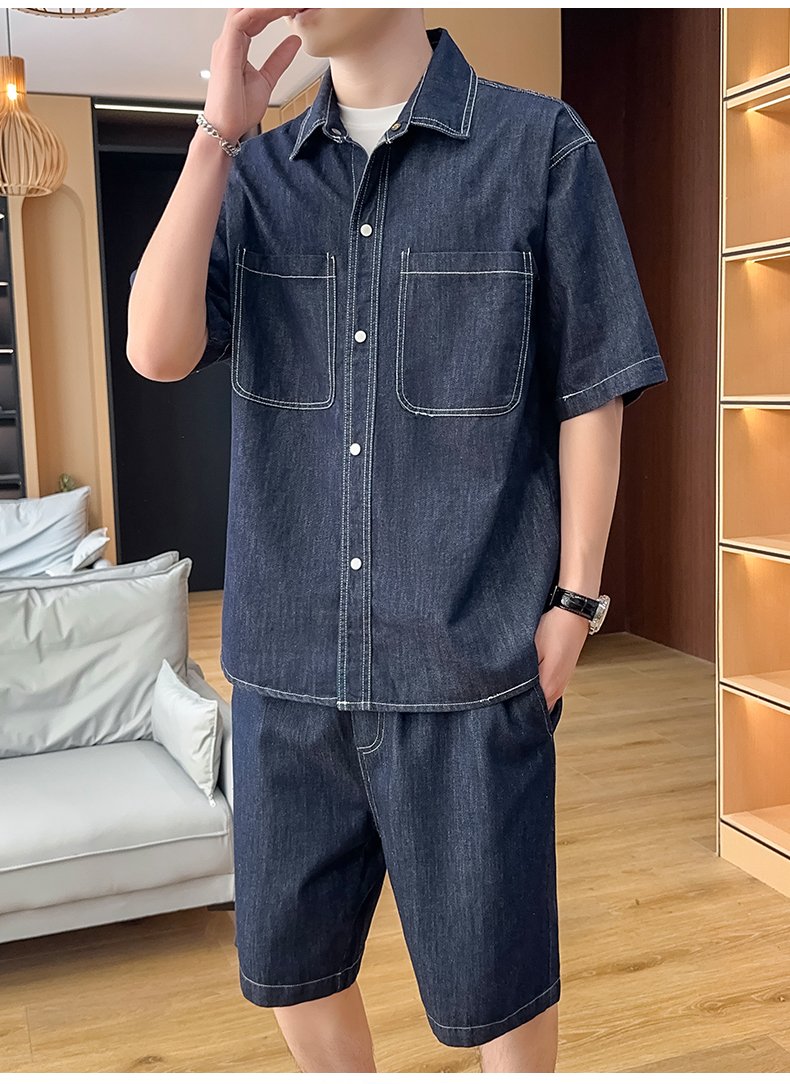 デニムセットアップ こなれ感ある半袖ゆったりデニムセット