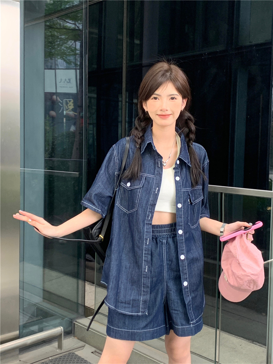 デニムセットアップ ゆったりシルエット デニムシャツセット
