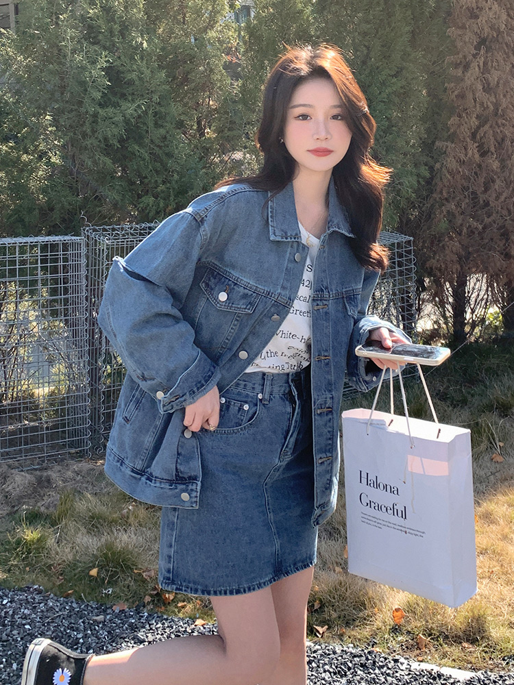 デニムセットアップ ゆったりデニムジャケット＆ミニスカート