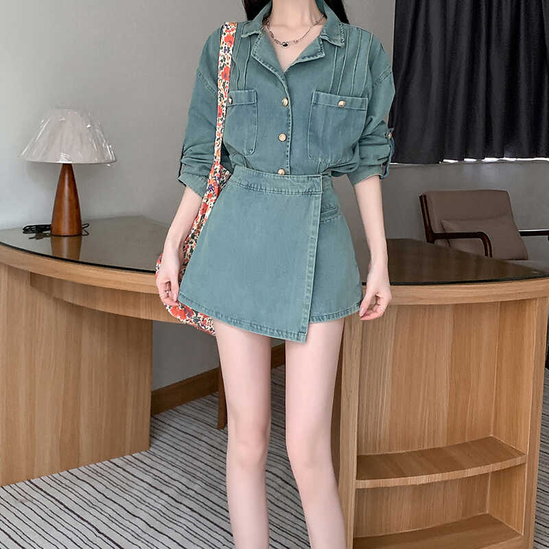デニムセットアップ ミニスカート デニムセットアップ