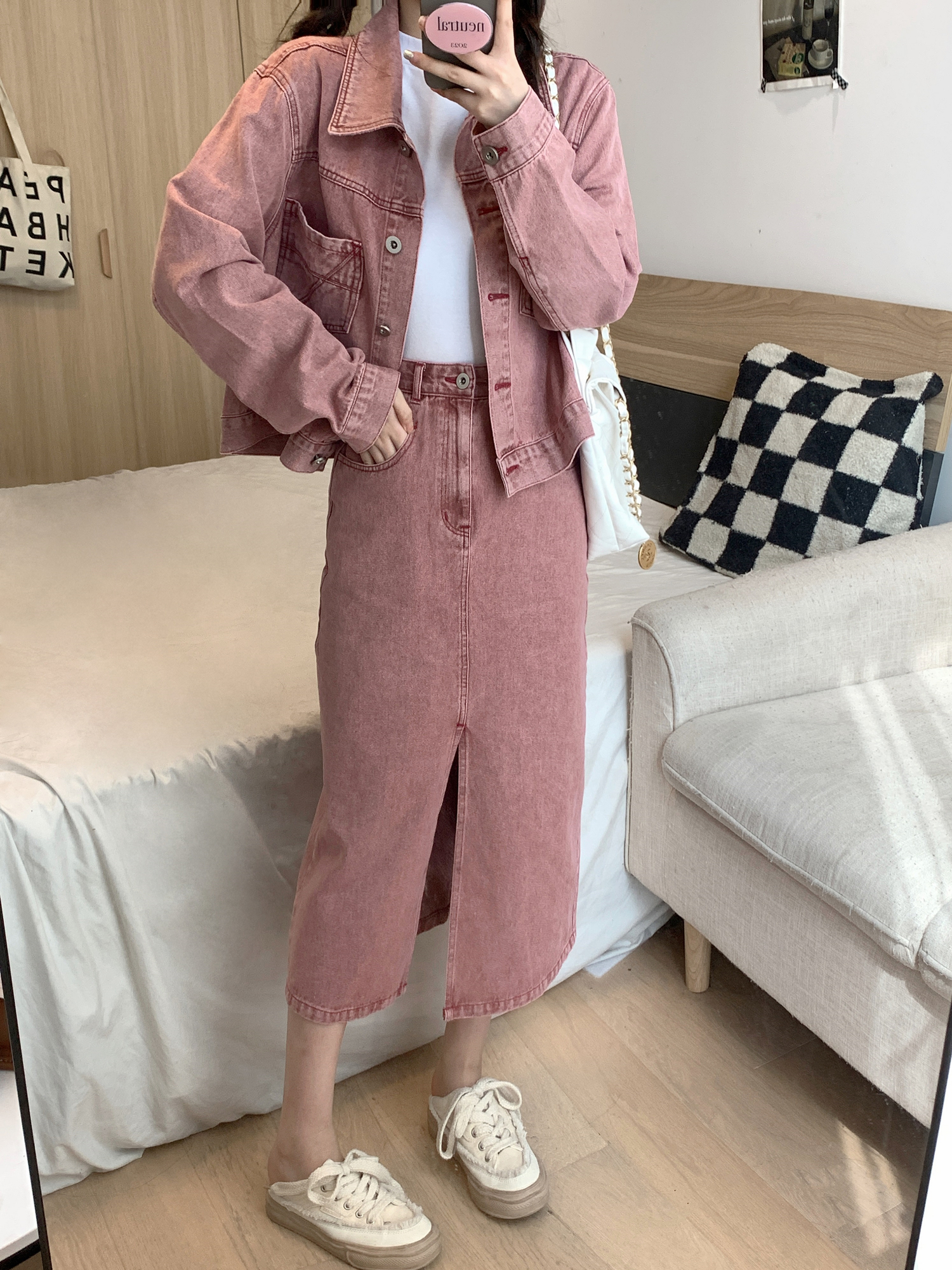 デニムセットアップ クラシカルデニムスカートセット