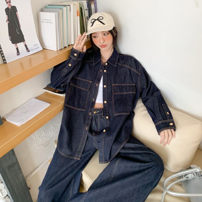 デニムセットアップ ゆったりビッグシルエット上下セット