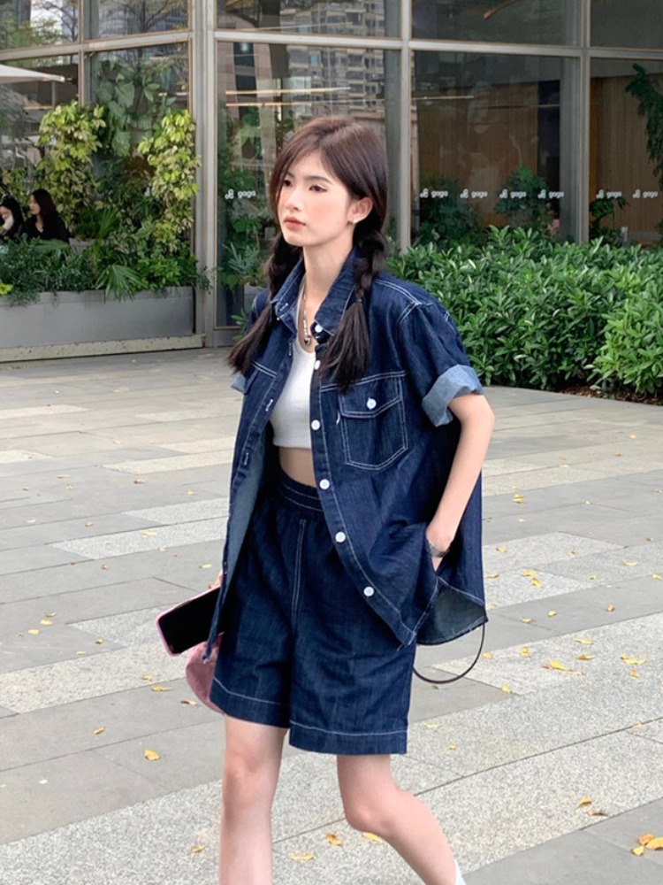 デニムセットアップ ゆったりシルエット デニムシャツセット