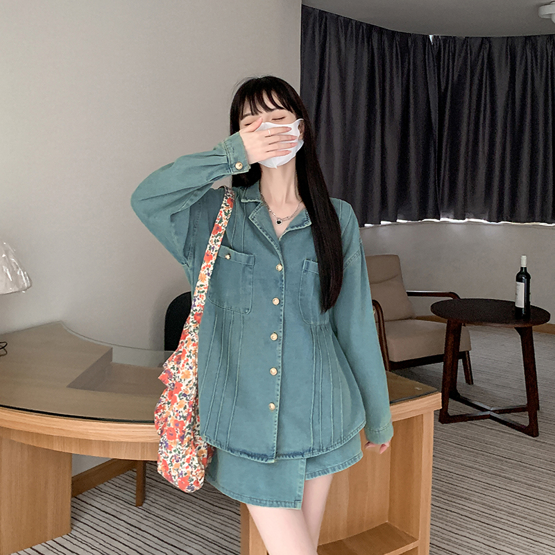 デニムセットアップ ミニスカート デニムセットアップ