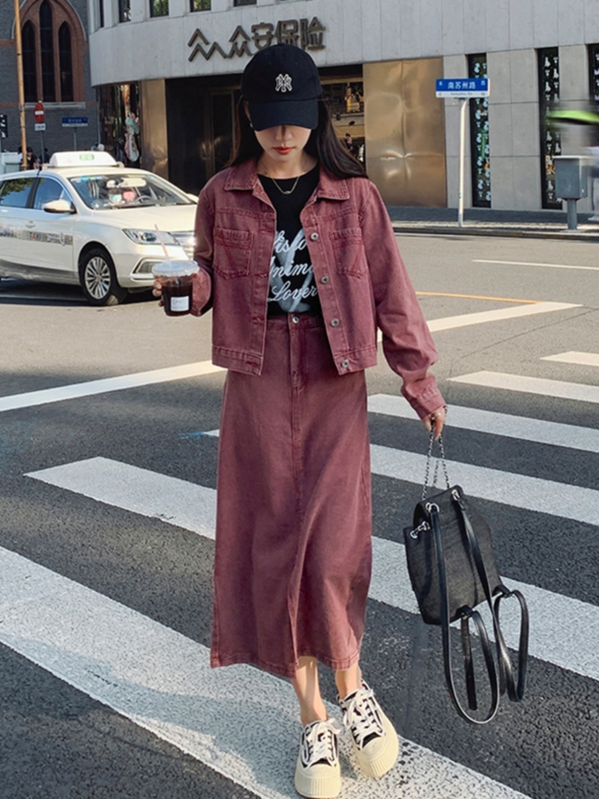 デニムセットアップ ヴィンテージ風ジャケットスカートセット