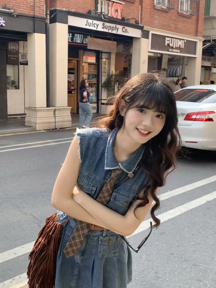 デニムセットアップ フレア短丈デニムセットアップ