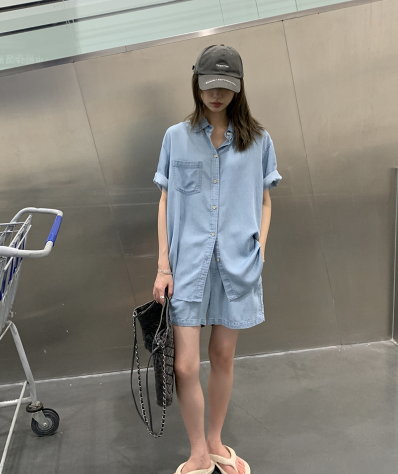 デニムセットアップ リラックスデニムシャツセット