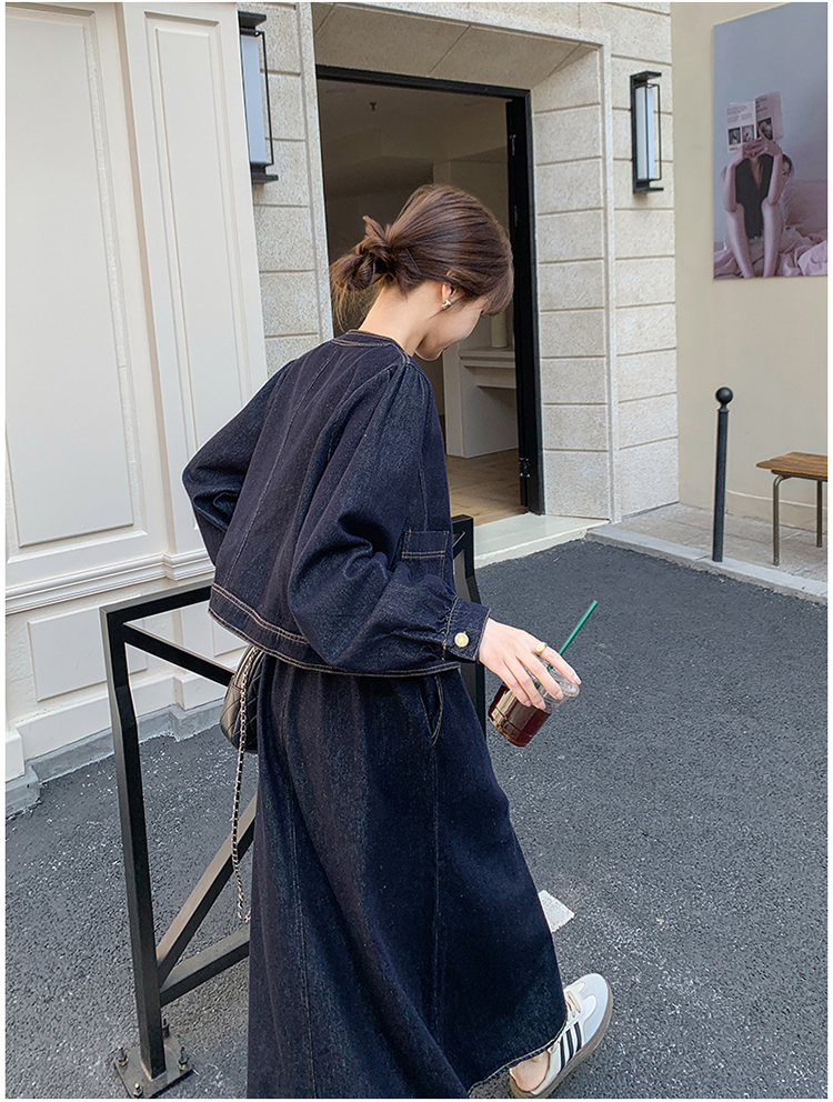 デニムセットアップ カジュアル優美ロングスカートセット