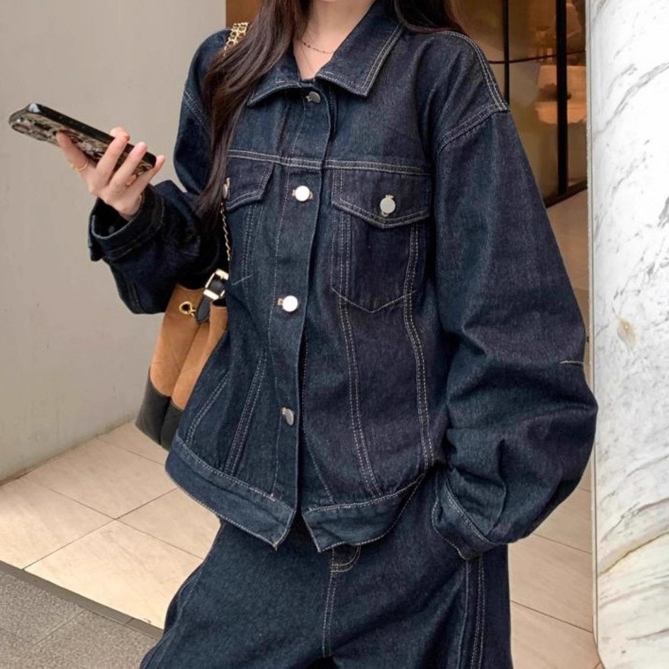 デニムセットアップ クラシック風ワイドシルエットセット