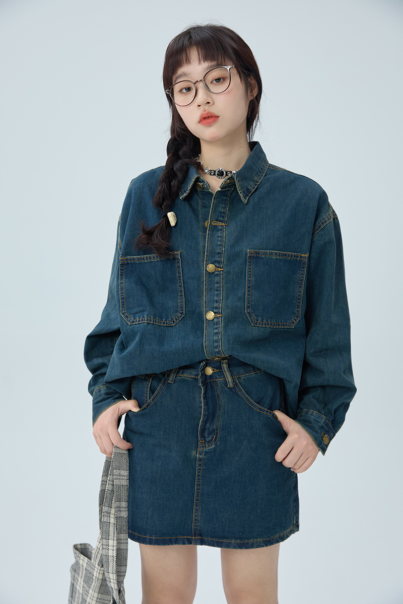 デニムセットアップ ゆったりシルエット デニムセットアップ