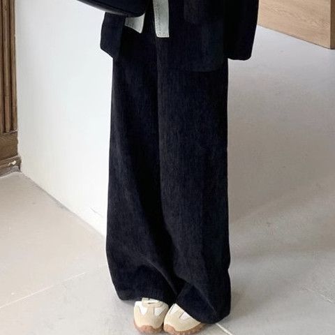 デニムセットアップ レイヤード風配色ジージャンワイドパンツセット