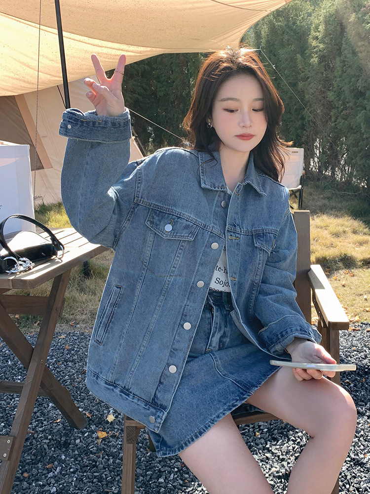 デニムセットアップ ゆったりデニムジャケット＆ミニスカート