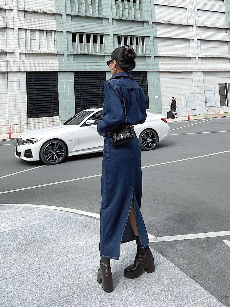 デニムセットアップ 都会的ロングデニムセットアップ
