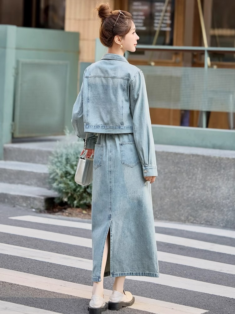 デニムセットアップ 大人のデニムジャケット＆ロングスカート
