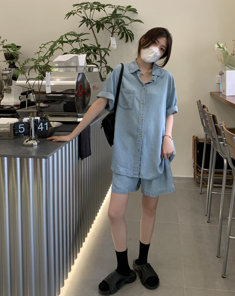 デニムセットアップ リラックスデニムシャツセット