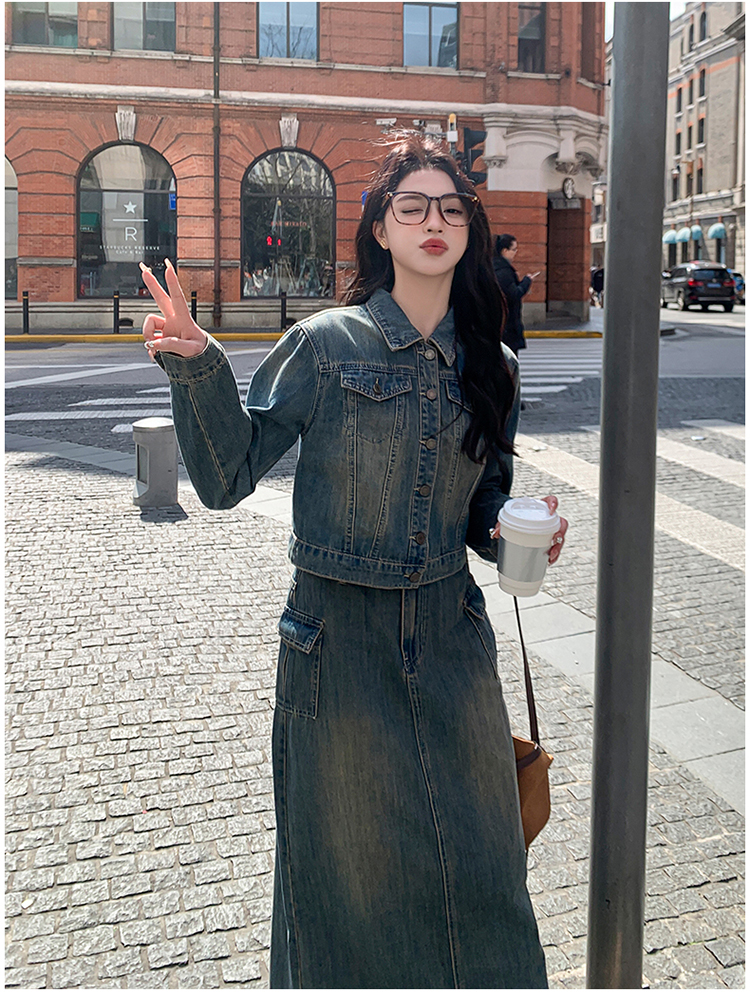 デニムセットアップ 大人のゆとりデニムロングセット
