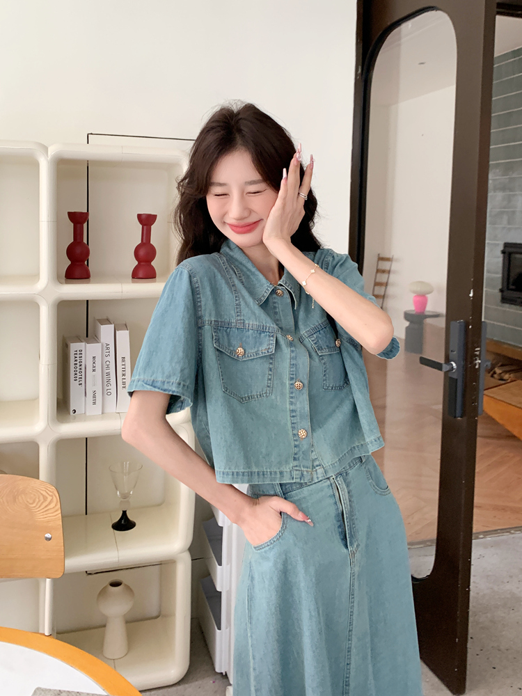 デニムセットアップ さわやか春夏セパレートスカート