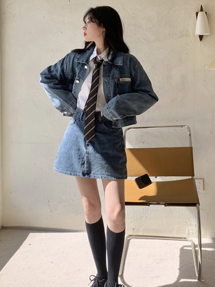 デニムセットアップ ゆったりジャケット＆ミニスカート