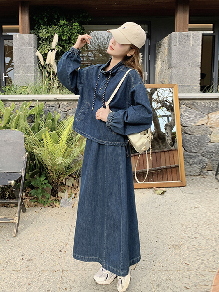 デニムセットアップ はんなりプルオーバーデニムセット